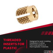 E-Z LOK 8-32 Pack of 100 / 8-32 / Brass Press-In Inserts