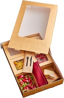 PacknWood Paper Kraft Donuts Box Large Sleeve | Recyclable Donuts Box with Window | Disposable Paper Box | Donuts, Chocolate, Sandwich Treat Boxes | L: 17.9 x W: 12.2 x H: 3.2 Inches - 100 Pcs