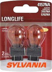 SYLVANIA 4157NA Long Life Miniature Amber Automotive Bulb, 2 Bulbs