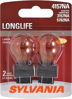 SYLVANIA 4157NA Long Life Miniature Amber Automotive Bulb, 2 Bulbs