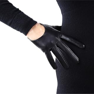 DooWay Half Palm TECH GLOVES Real Leather 13cm Extra Short Genuine Lambskin Sheepskin Women's Driving Party Gloves