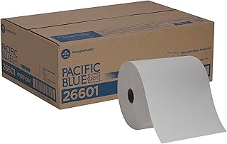 Pacific Blue Basic Recycled Paper Towel Rolls by GP PRO (Georgia-Pacific), White, 26601, 800 Feet Per Roll, 6 Rolls Per Case