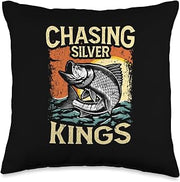 Retro Chasing Silver Kings Tarpon Fishing Throw Pillow