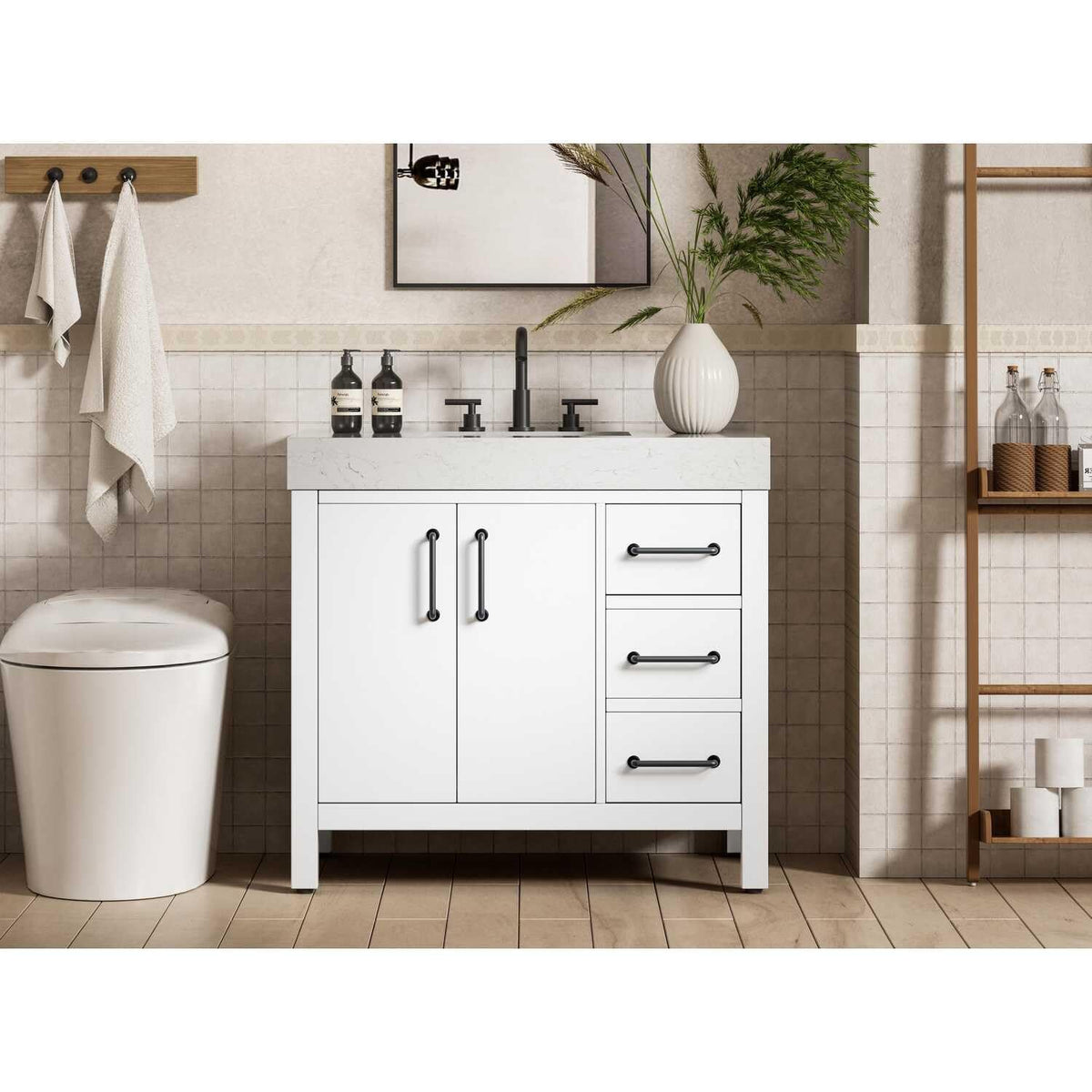 Elegant Kitchen and Bath 36" Single Bathroom Vanity in White by Elegant Lighting – unspecified, Wood, White, Model VF60636WH