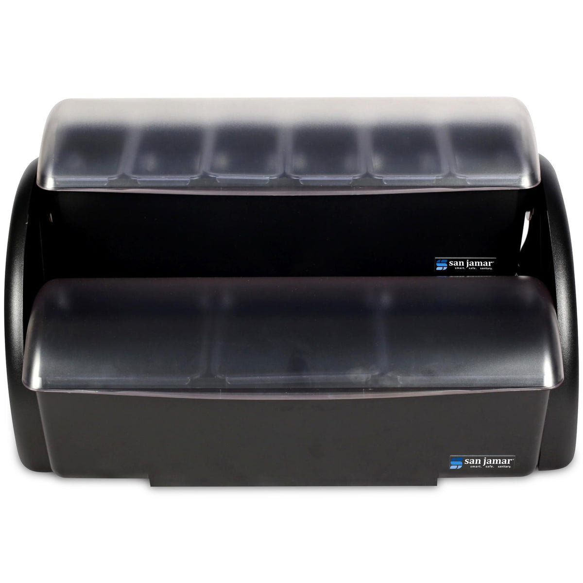 Dome Stacked Condiment Center with Dome Lids for Kitchen by San Jamar – One Size, 0.0 ounces, Plastic, Black, Model BDS4266