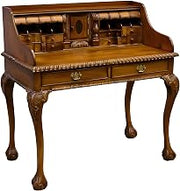 Solid Wood Secretary Desk with Hutch and Drawers, Walnut Writing Desk with Storage for Home Office, Bedroom, Light Brown
