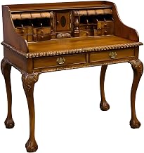 Solid Wood Secretary Desk with Hutch and Drawers, Walnut Writing Desk with Storage for Home Office, Bedroom, Light Brown