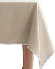 Lenox French Perle Solid Rectangle Tablecloth, Natural - 60" W x 84" L