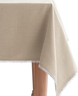 Lenox French Perle Solid Rectangle Tablecloth, Natural - 60" W x 84" L