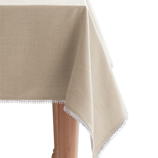 French Perle Solid Rectangle Tablecloth by Lenox – 84" x 60" (Rectangular), Polyester, Natural