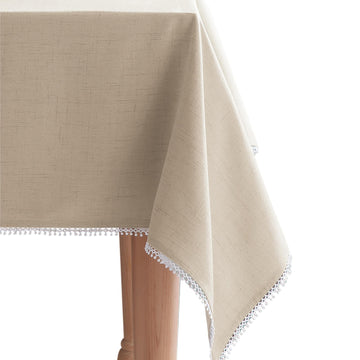 French Perle Solid Rectangle Tablecloth by Lenox – 84" x 60" (Rectangular), Polyester, Natural