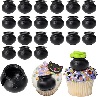 DecoPac Cauldron Cupcake Toppers, 24 Cupcake Decorations For Halloween Parties & Celebrations, Food Safe Cake Toppers – 24 Pack