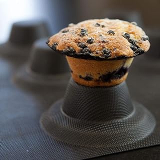 Sasa Demarle FP 1278 Flexipan Origine Crown Muffin Pan, 12 Cavities, Black, Silicone-coated Fiberglass