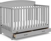 Graco Benton 5-in-1 Convertible Crib with Drawer, Pebble Gray
