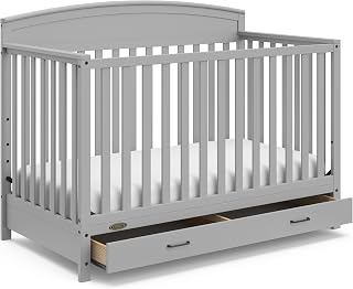 Graco Benton 5-in-1 Convertible Crib with Drawer, Pebble Gray