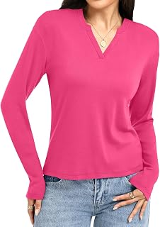 Women's Long Sleeve Crop Tops V Neck Cropped T Shirts Fall Tops