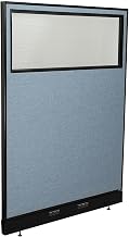 Global Industrial 48-1/4"W x 64" H Electric Office Partition Panel with Partial Window, Blue