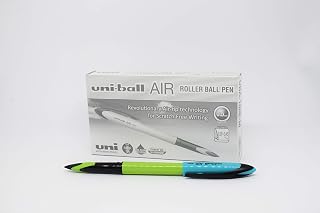Uni-Ball 210559000 UB-188-M Super Ink Air Micro Rollerball Pens - Black/Lime Green/Blue (Pack of 12)