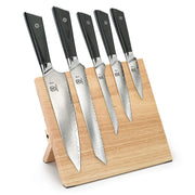 Premium Grade Super Steel 6-Piece Knife Set with Magnetic Rubberwood Stand by Mercer Culinary – Various, Stainless Steel, 6-Piece w/Magnetic Rubberwood Stand, Model M21995