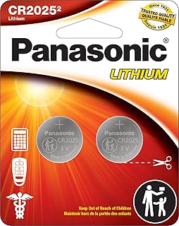 Panasonic CR2025 3.0 Volt Long Lasting Lithium Coin Cell Batteries in Child Resistant, Standards Based Packaging, 2-Battery Pack