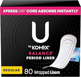 U by Kotex Balance Wrapped Panty Liners, Regular Length, 80 Count (Packaging May Vary)