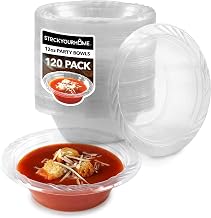 Stock Your Home 120 Pack 12 oz Elegant Clear Plastic Bowls for Parties Small Disposable Bowl for Fancy Dinner or Cocktail Party, Soup and Salad, Thick and Sturdy