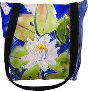 Betsydrake TY171G 18 x 18 in. Lily Pad Flower Tote Bag - Large Black