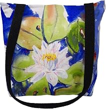 Betsydrake TY171G 18 x 18 in. Lily Pad Flower Tote Bag - Large Black