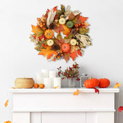 Antizz Autumn Wreath, 24 Inch Diameter, Multicolor Pumpkin Maple
