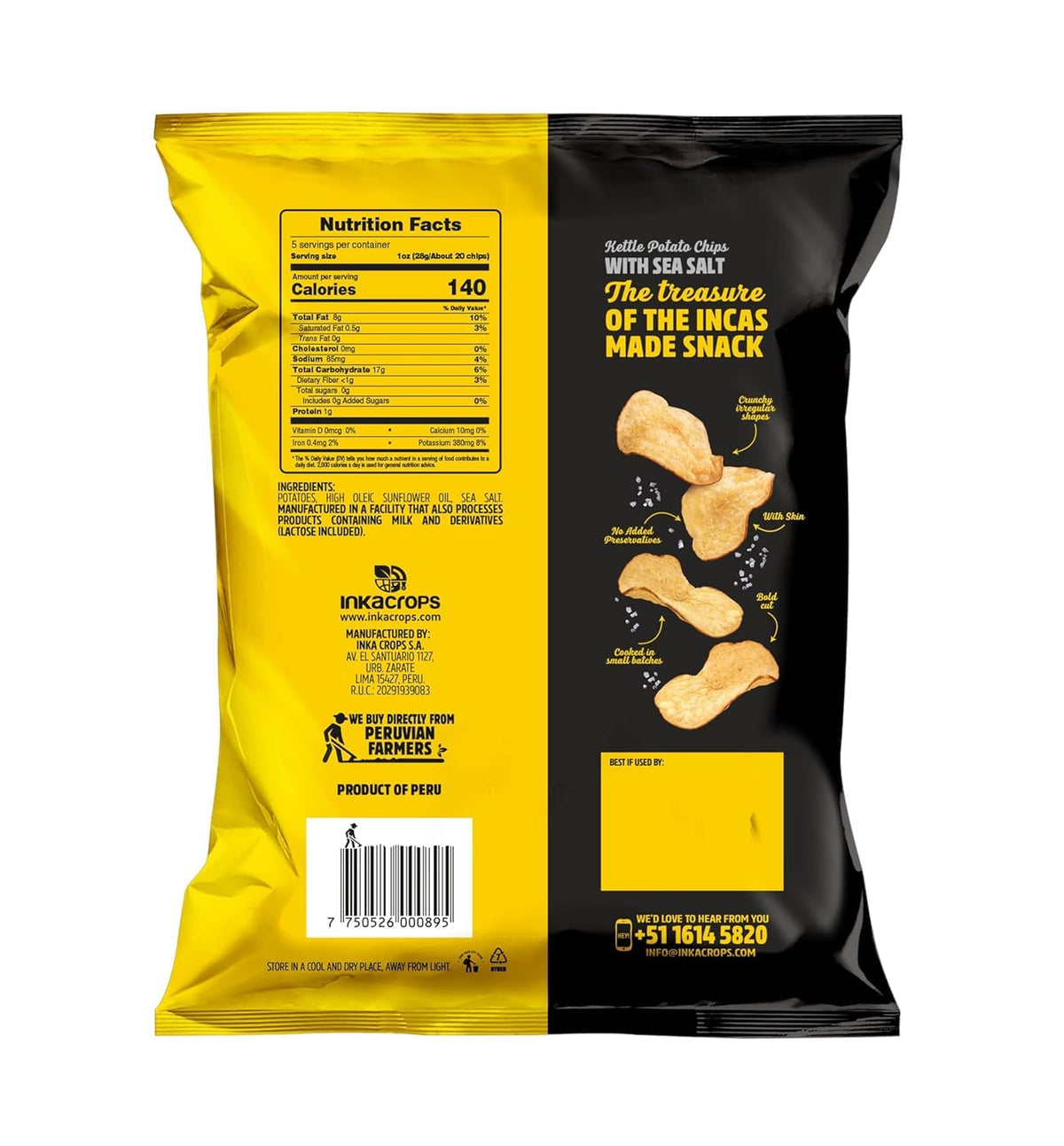 Inka Crops Sea Salt + Jalapeno / 4.13 Ounce (Pack of 6) / 6 Potato