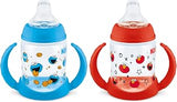 NUK Learner Cup, 5oz, Pack of 2, Sesame Street, Elmo and Cookie Monster – Soft Spout, Easy-Grip Handles, BPA Free, Spill Proof Transition Sippy Cup