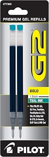 Pilot, G2 Gel Ink Refills, Bold Point 1 mm, Teal, Pack of 2