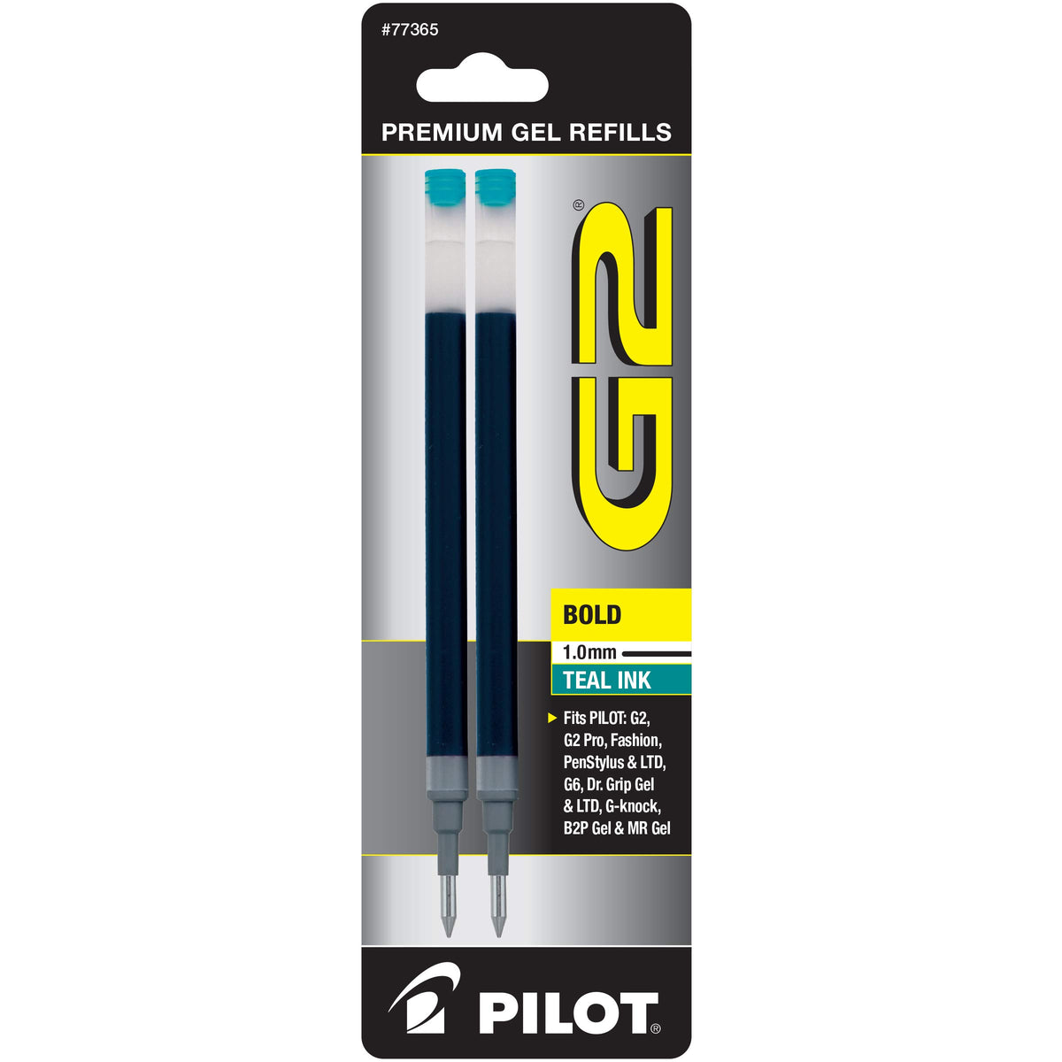 G2 Gel Ink Refills, Bold Point 1 mm, Teal, Pack of 2 by PILOT – 2 Count (Pack of 1), Teal, Model 77365