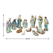 Glitzhome Nativity Figurine Collection, 12 Piece Set, Blue