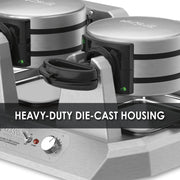 Waring Belgian Double Side by Side Waffle Maker | 120V, 1400W / 4 Head / Staineless Waffle Irons