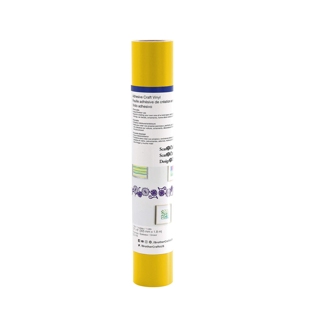 6 Ft - Roll Adhesive Craft Vinyl by Brother – 6 Ft, Vinyl, Yellow, Model CAVINYLYEL