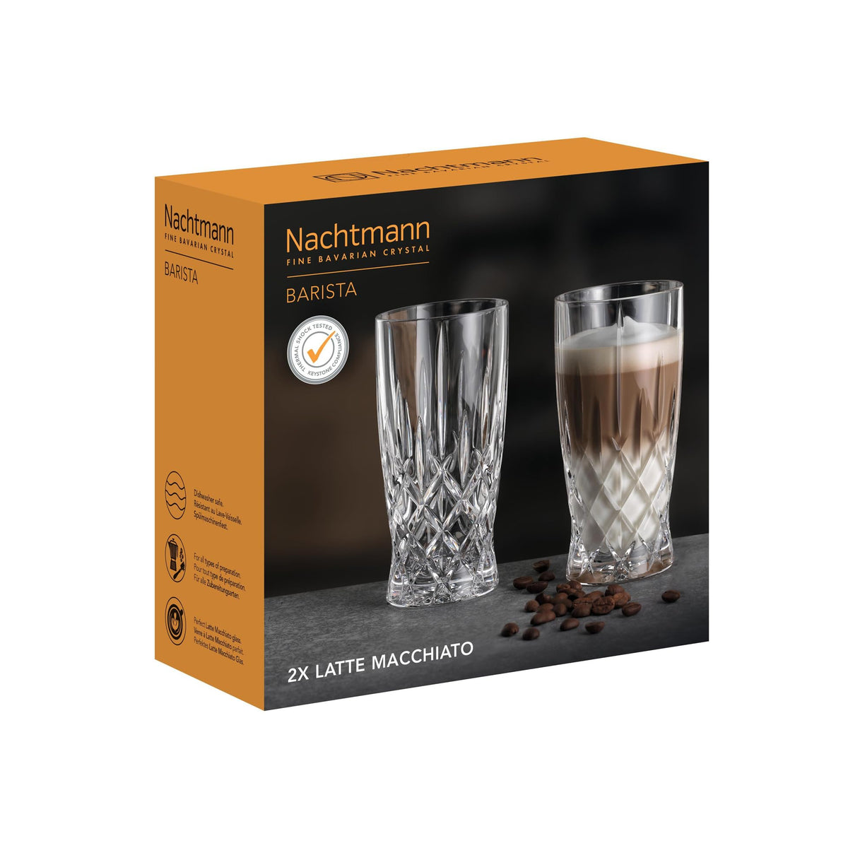 Spiegelau Noblesse Barista 2-Piece Latte Macchiato Glasses Crystal Glass Set 350 ml by Nachtmann – 14.6 cm x 7.5 cm, 350 milliliters, Crystal glass, Transparent, Pack of 2