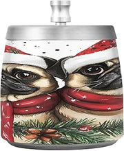 Two Pugs with Santa Hats Splash Ashtray with Lid, Outdoor Ashtrays for Patio