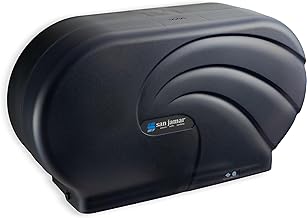 San Jamar Twin 9" Bath Tissue Dispenser – Jumbo Bath Tissue Holder for Bathroom, Infinity System, Black Pearl, 12" × 19" × 5.25"