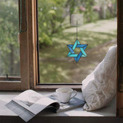 HAOSUM Jewish Star Suncatcher, Stained Glass Window Hanging, 6.9 x 6.7 Inches