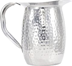 2 qt Stainless Steel Bell Pitcher with Hammered Finish by Winco – 64 Ounces, 2.0 quarts, Stainless Steel, Silver, Model WPB-2CH