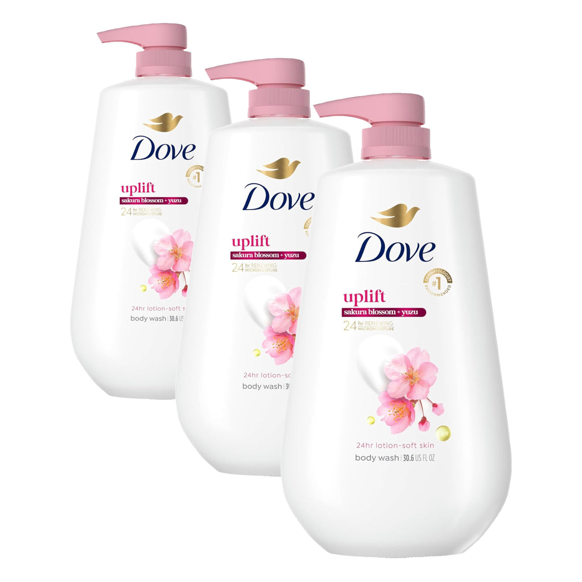 Dove 30.6 Fl Oz (Pack of 3) / Blanco / 3 Body Washes