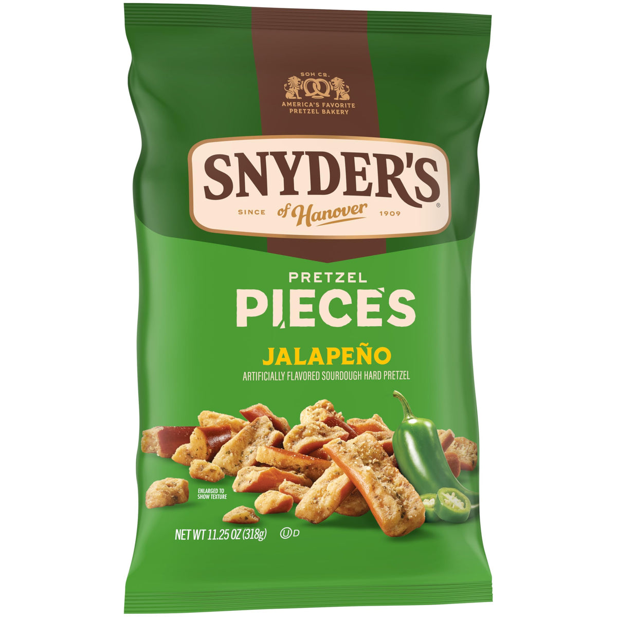 Jalapeño Flavored Pretzel Pieces by Snyder's of Hanover – 11.25 Ounce (Pack of 3), Jalapeno