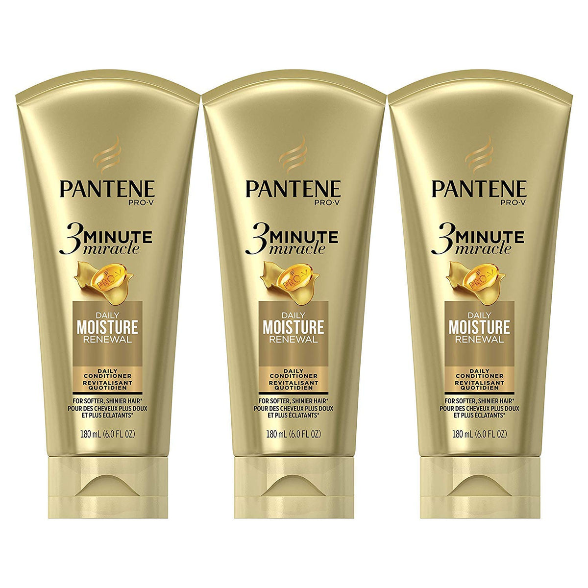 Conditioner, Pro-V Daily Moisture Renewal for Dry Hair, 3 Minute Miracle, 6 Fl Oz (Pack of 3) by Pantene – 6 Fl Oz (Pack of 3), Old Version, Pack of 3, Model KUTUKU