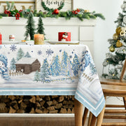 Horaldaily Snowman Tablecloth, 60 x 84 Inch Rectangle, Blue Pine