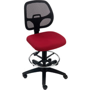 Armless Mesh Drafting Stool by Global Industrial – 2 ft 1 in W x 2 ft 1 in D x 3 ft 3 in H, Mesh, Red, Model A2813TMIX-RD