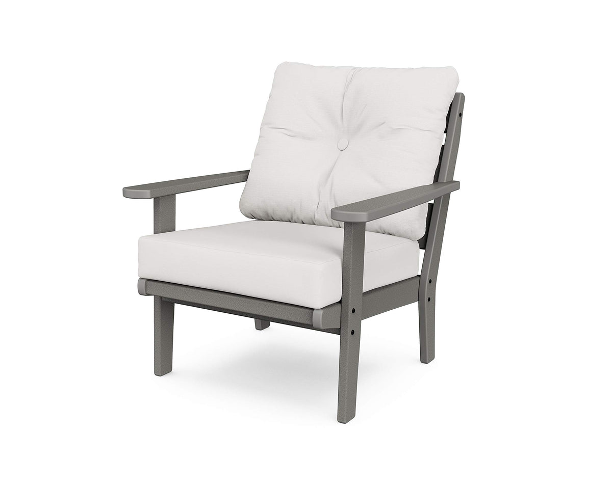 ® Lakeside Deep Seating Chair in Slate Grey/Natural Linen by Polywood – High Density Polyethylene (HDPE), Slate Grey / Natural Linen, Model 4411-GY152939