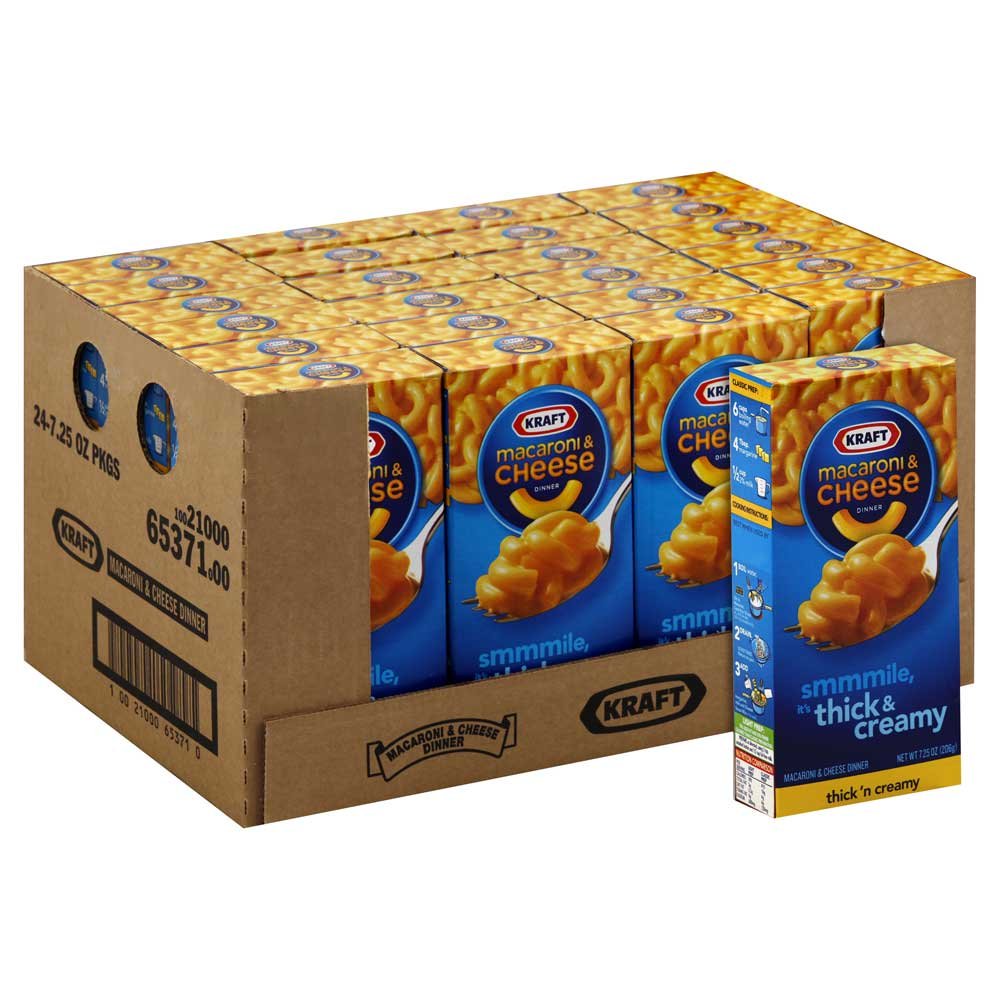 Macaroni & Cheese Entree Premium Thick & Creamy by Kraft – Package size of 7.25 oz, Pack of 24, Model 2100065371