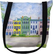 Betsydrake TY540G 18 x 18 in. Rainbow Row Tote Bag - Large