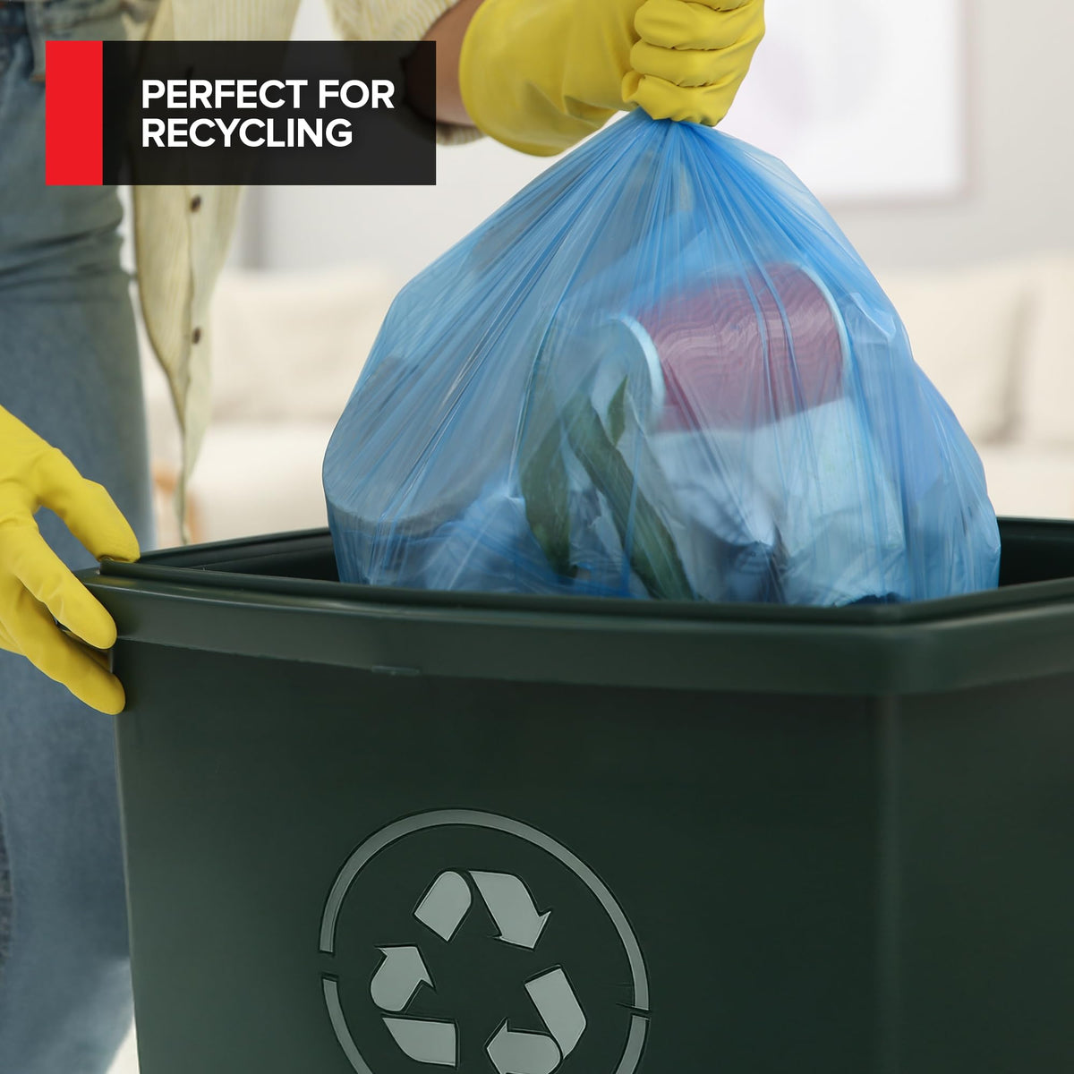 Heavy-Duty Blue Recycling Bags by Stock Your Home – 1 Count (Pack of 60), 4224.0 ounces, Plastic, Blue, Pack of 60